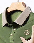 Camisa Polo Manga Curta Gola Contrastante Com Bordado
