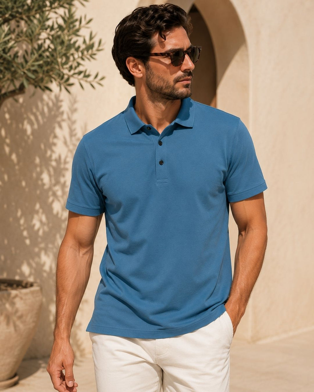 Camisa Polo Manga Curta Com Botões