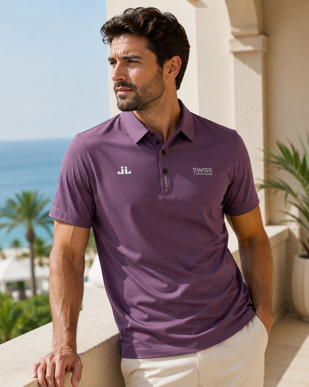 Camisa Polo Manga Curta Bordado Esportivo Minimalista