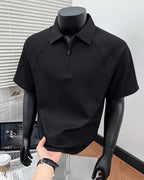 Camisa Polo Manga Curta Com Zíper E Recorte Raglan