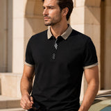 Camisa Polo Manga Curta Gola Contrastante Com Zíper