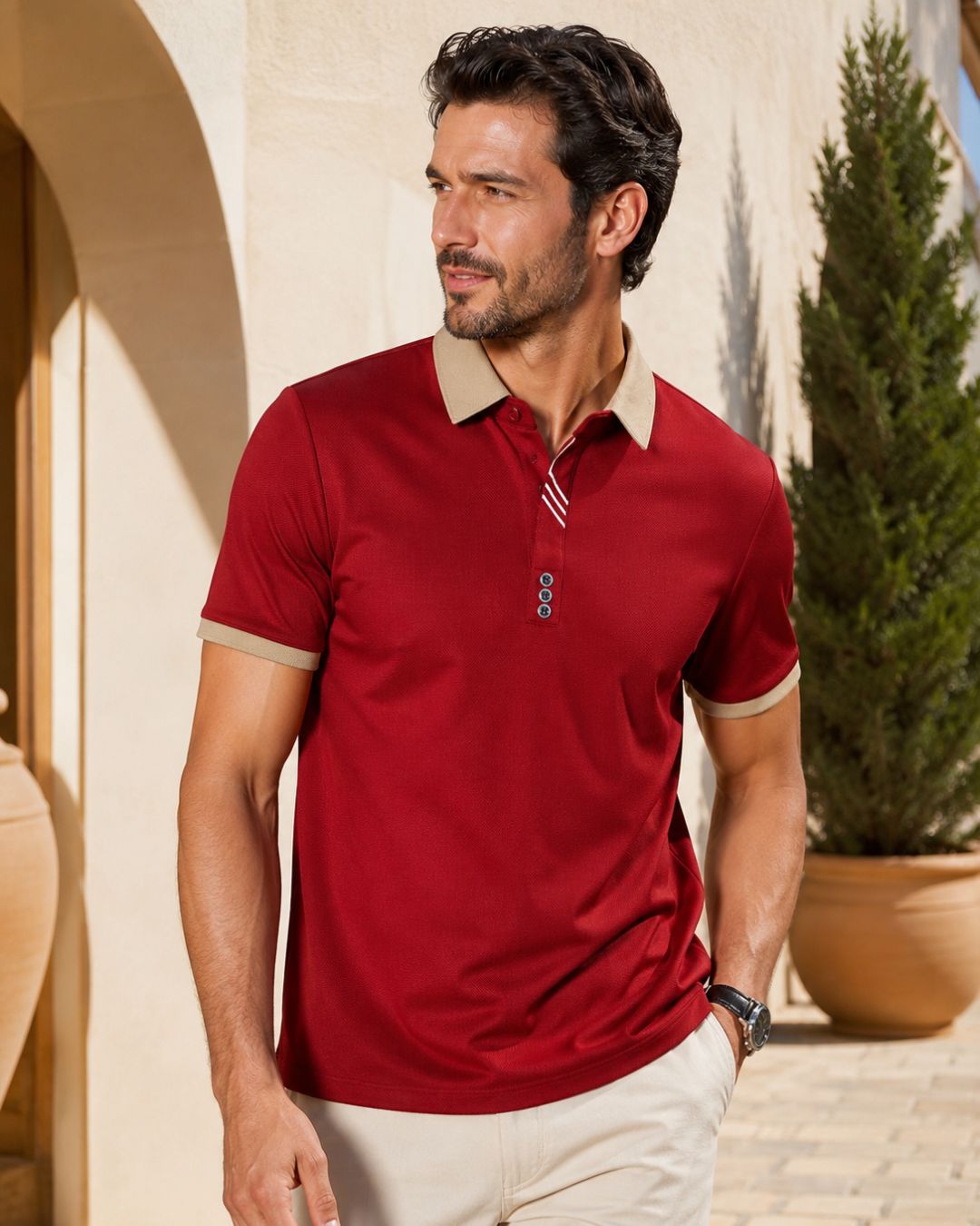 Camisa Polo Manga Curta Textura Piquet Com Zíper