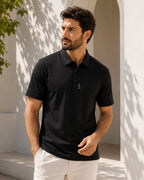 Camisa Polo Manga Curta Textura Canelada Minimalista
