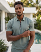 Camisa Polo Manga Curta Com Zíper Frontal Minimalista