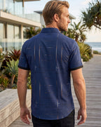 Camisa Manga Curta Estampa Geométrica Com Bolso Frontal