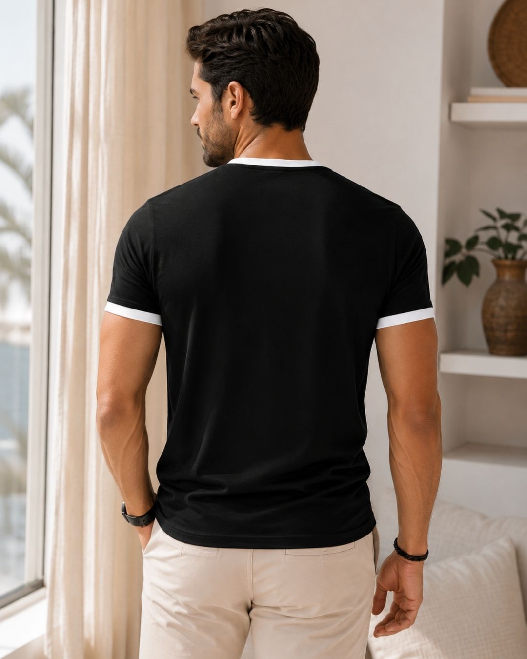 Camiseta Gola V Manga Curta