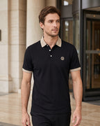 Camisa Polo Manga Curta Gola Contrastante Com Bordado