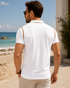 Camiseta Gola Henley Manga Curta Com Bolso Frontal
