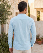 Camisa Gola Henley Manga Longa Com Bolso E Botões