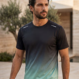 Camiseta Gola Careca Manga Curta Degradê Esportiva