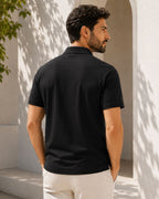 Camisa Polo Manga Curta Textura Canelada Minimalista