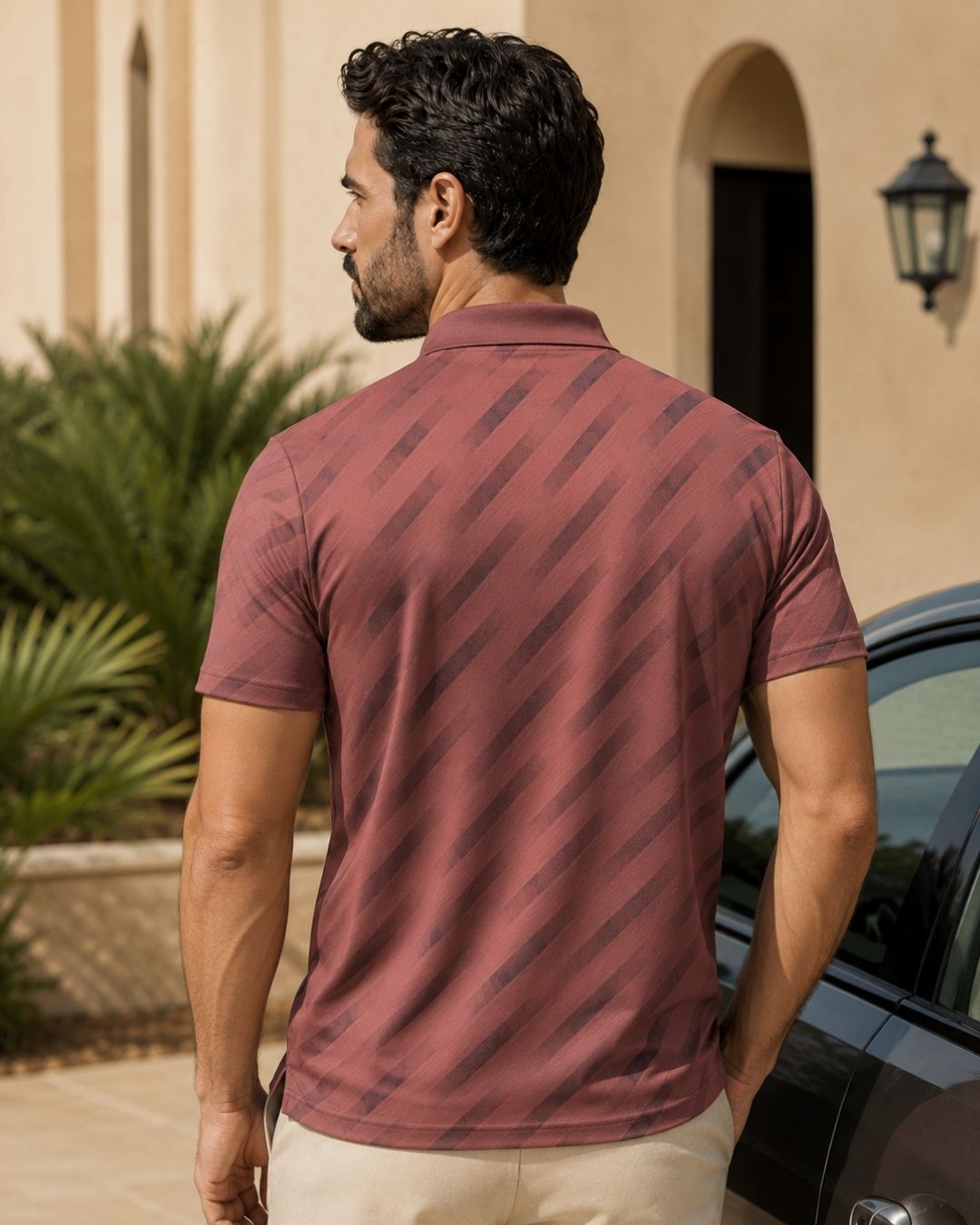 Camisa Polo Manga Curta Texturizada Com Botões