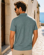 Camisa Polo Manga Curta Estampa Abstrata Minimalista