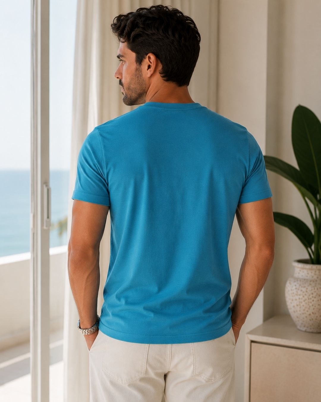 Camiseta Gola Careca Manga Curta Texturizada