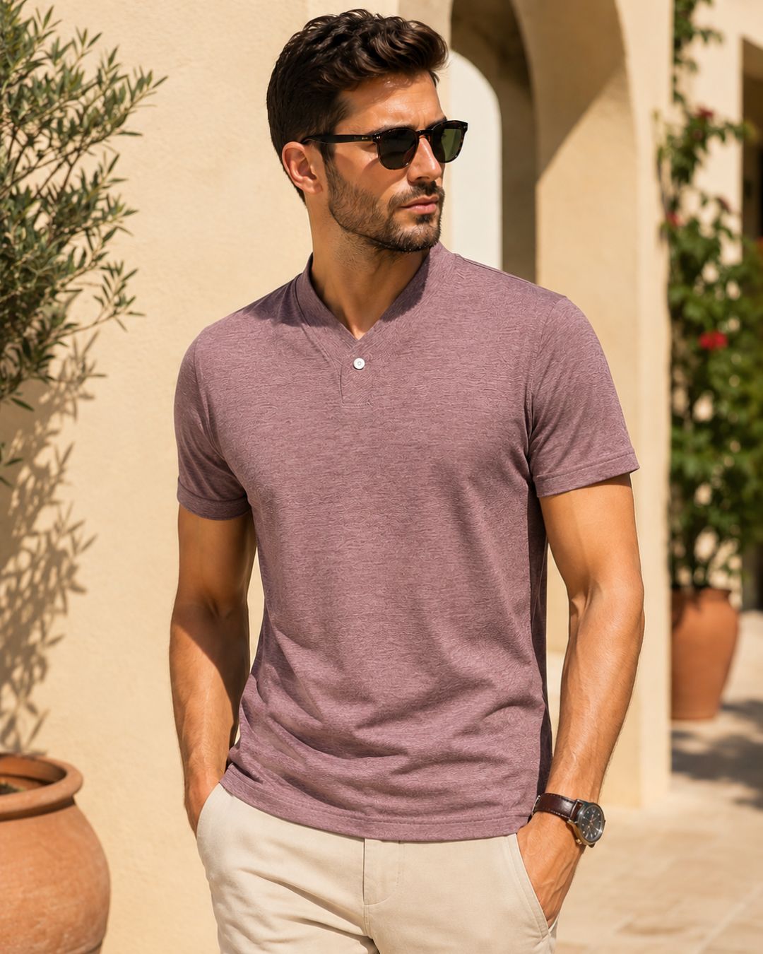 Camiseta Gola Padre Manga Curta Minimalista
