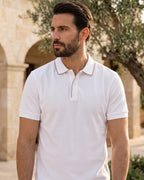 Camisa Polo Manga Curta Gola Contrastante Textura Piquet