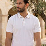 Camisa Polo Manga Curta Gola Contrastante Textura Piquet