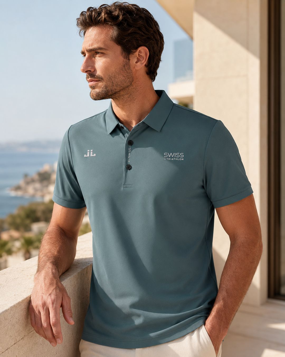 Camisa Polo Manga Curta Bordado Esportivo Minimalista