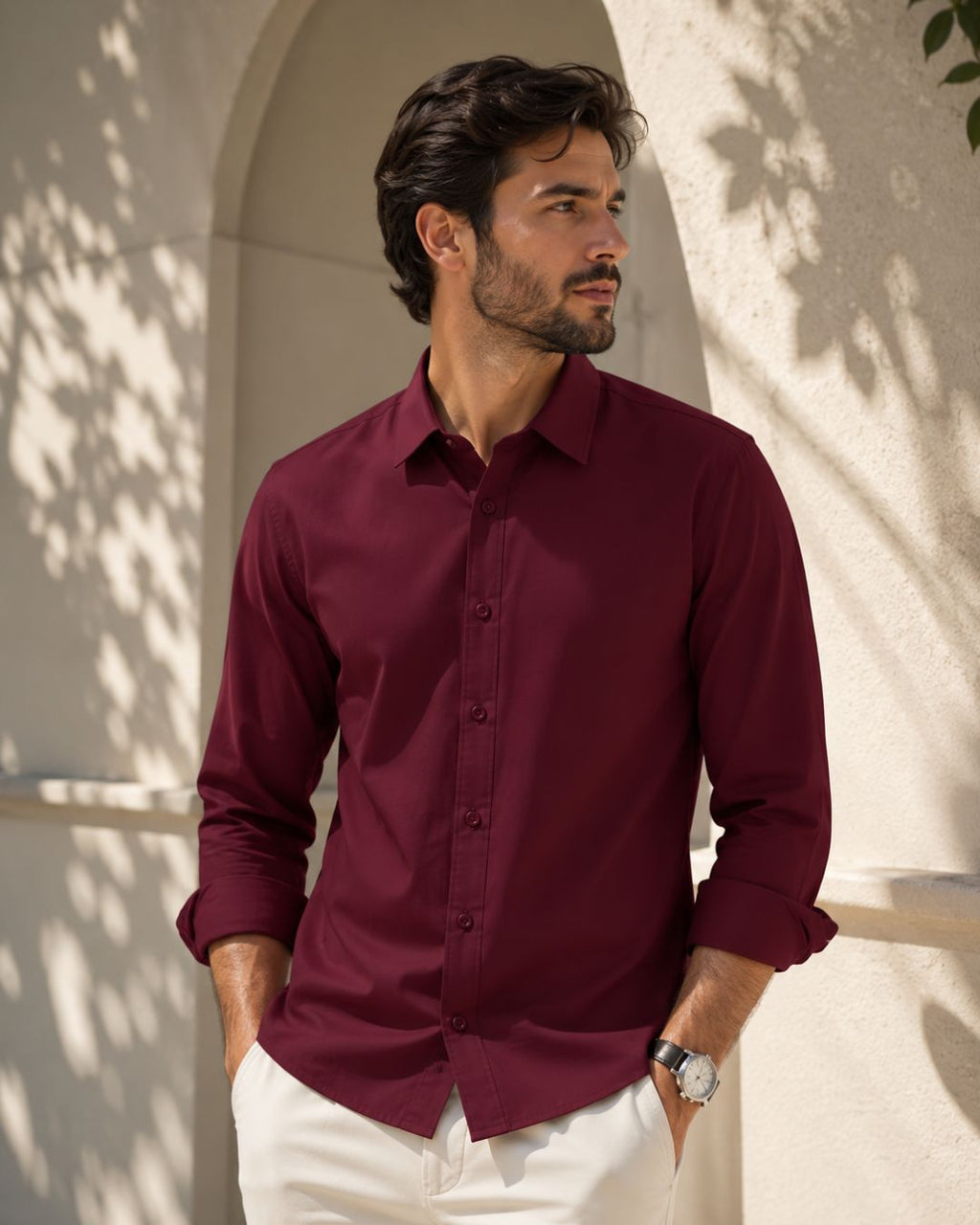 Camisa Social Manga Longa Gola Clássica Minimalista