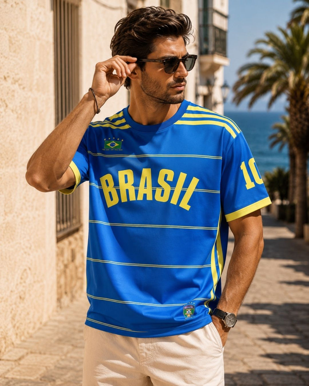 Camiseta Gola Careca Manga Curta Estampa Esportiva