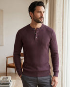 Camiseta Gola Henley Manga Longa Texturizada Com Botões