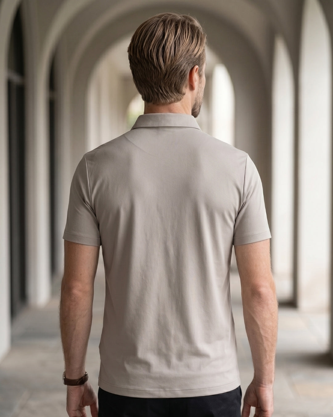 Camisa Polo Manga Curta Bordado Tipográfico Minimalista