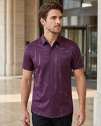 Camisa Manga Curta Estampa Geométrica Com Bolso Frontal