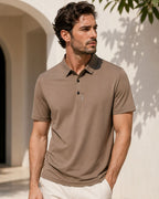 Camisa Polo Manga Curta Textura Canelada Minimalista