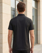Camisa Manga Curta Textura Linho Com Bolso Frontal