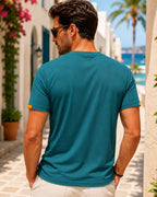 Camiseta Gola Careca Manga Curta Punho Contrastante