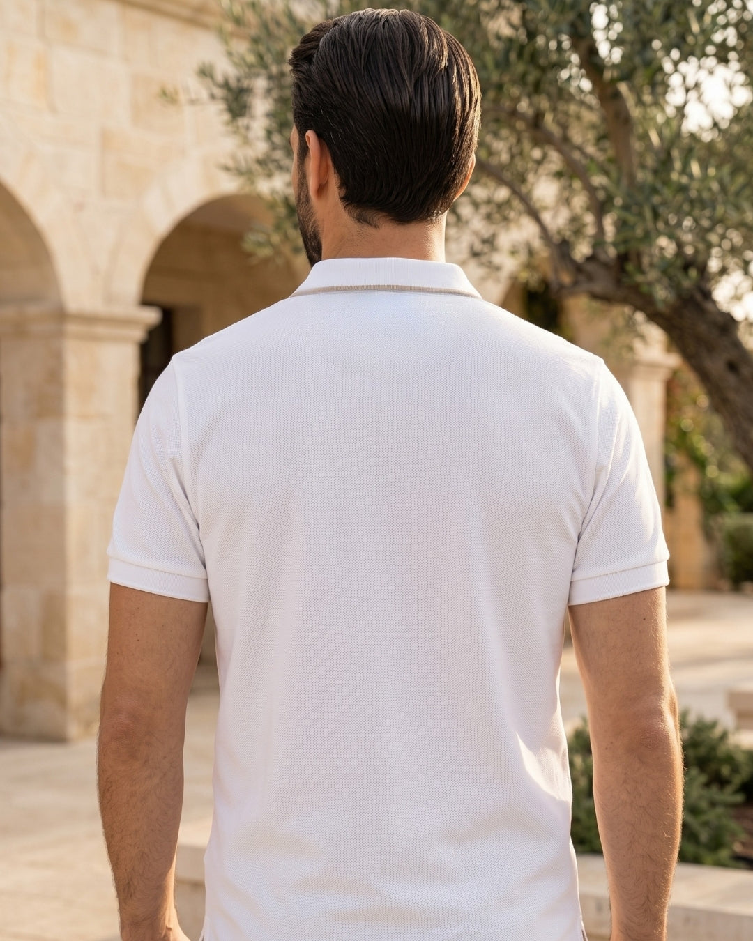 Camisa Polo Manga Curta Gola Contrastante Textura Piquet