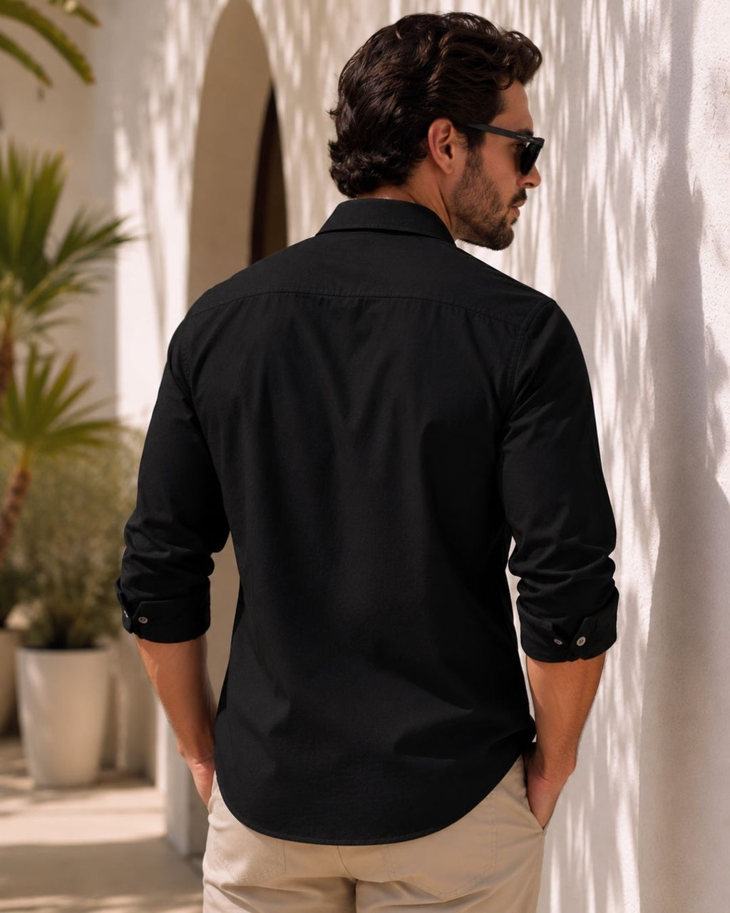 Camisa Manga Longa Com Bolsos Frontais E Botões