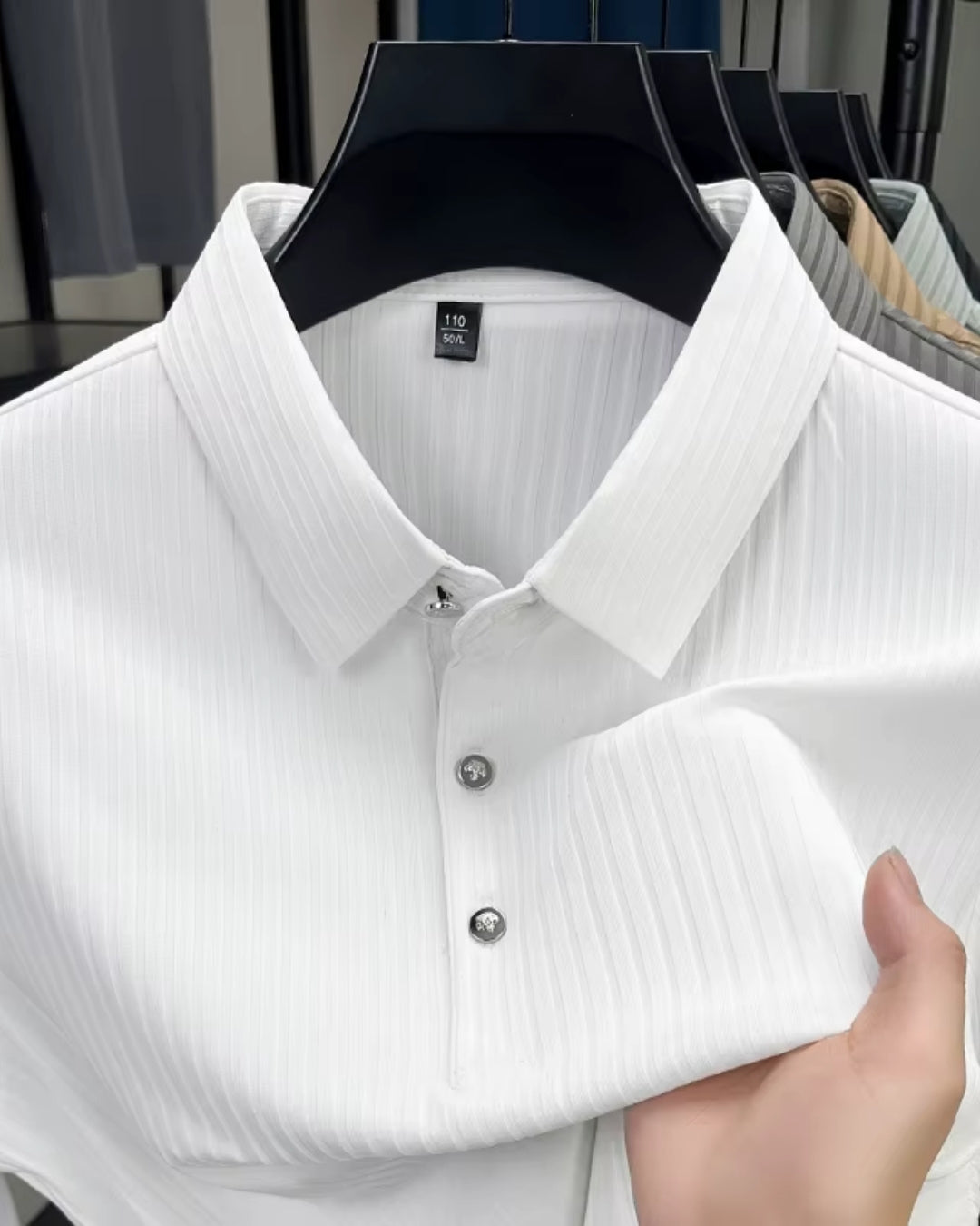 Camisa Polo Manga Curta Texturizada Listrada