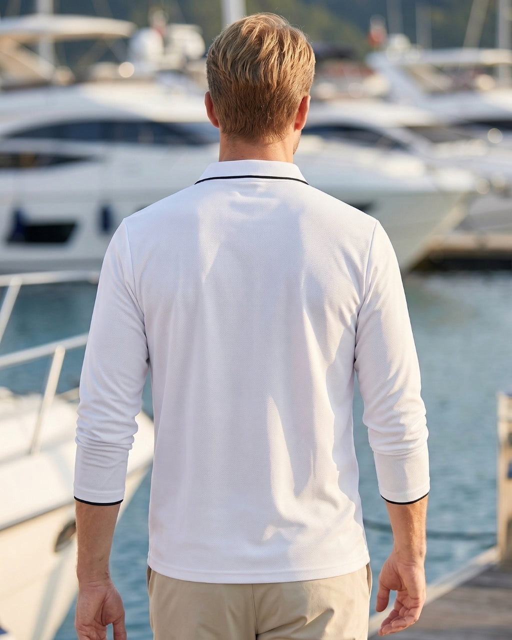 Camisa Polo Manga Longa Gola Contrastante Piquet
