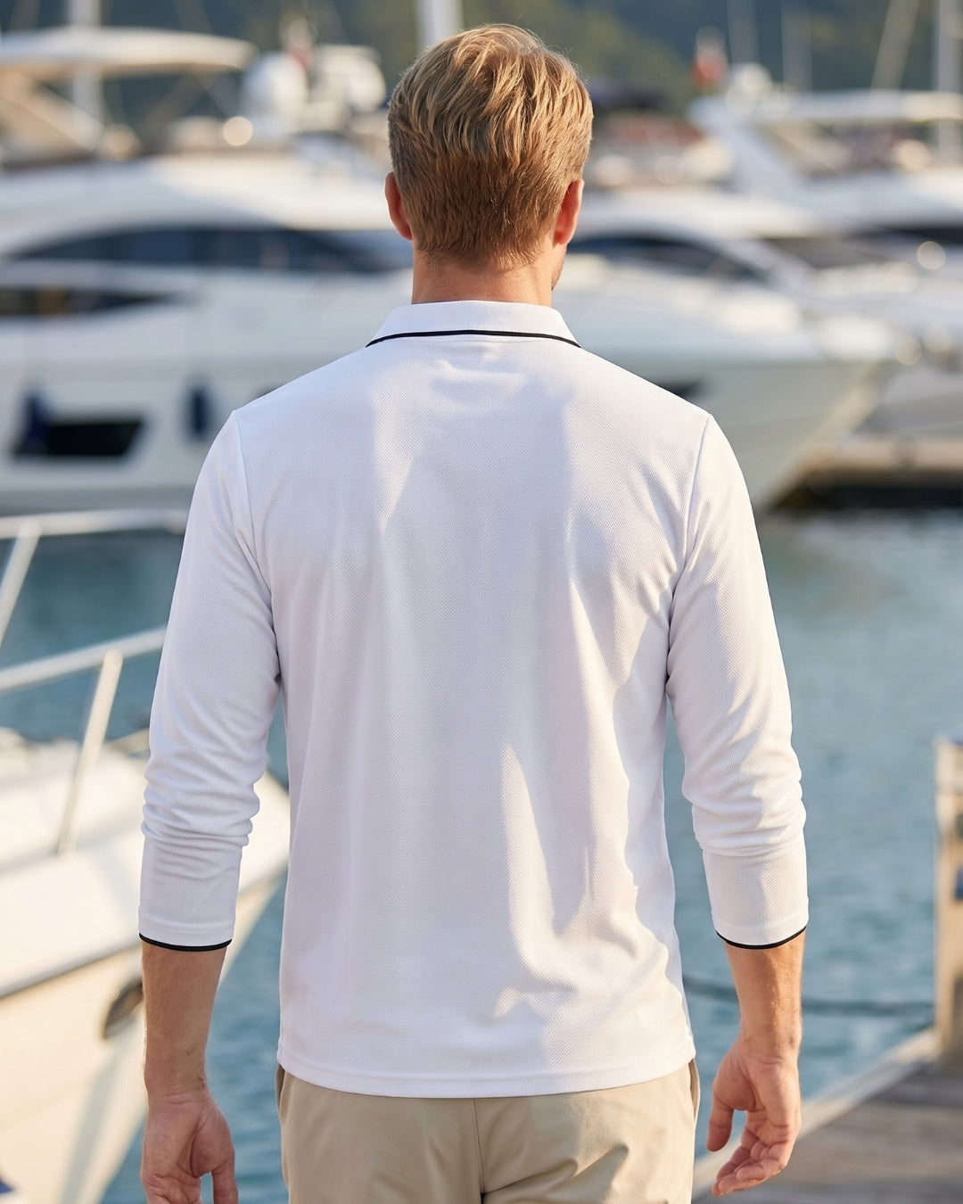 Camisa Polo Manga Longa Gola Contrastante Piquet
