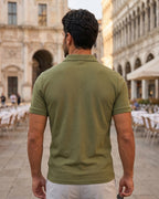 Camisa Polo Manga Curta Com Zíper Metálico Frontal