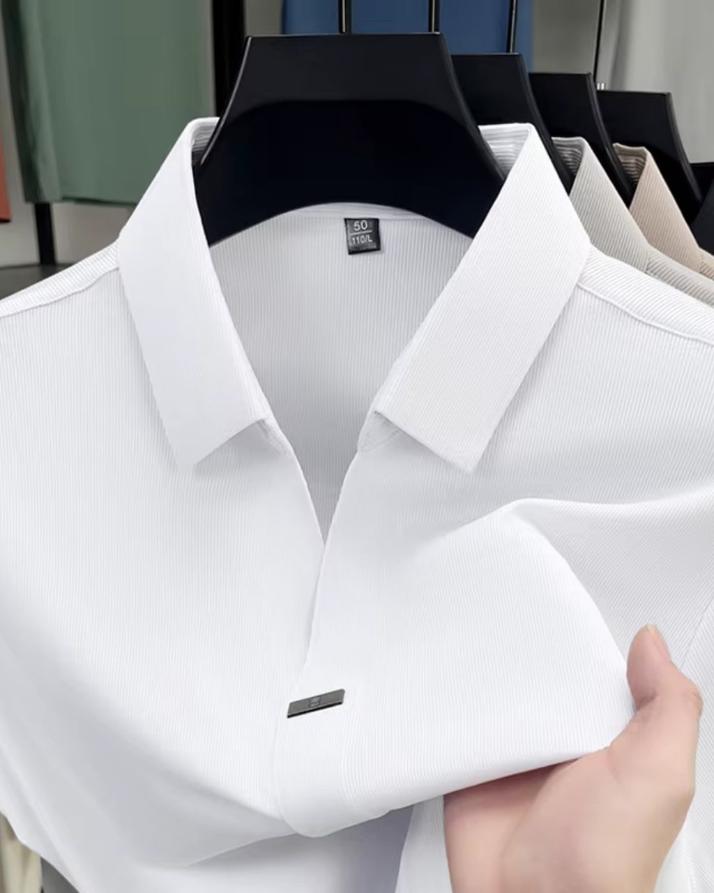 Camisa Polo Manga Curta Canelada Gola Aberta