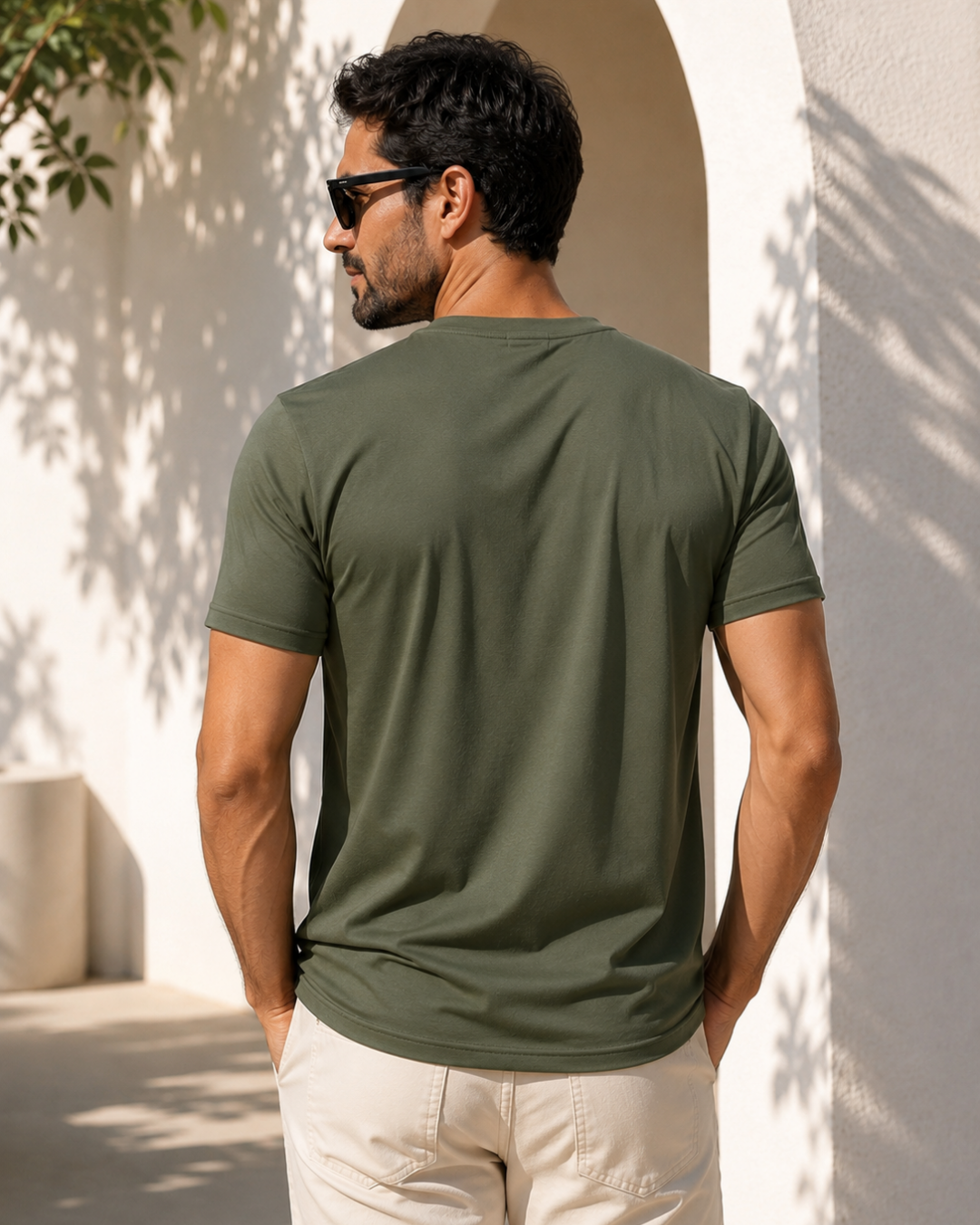 Camiseta Gola Henley Manga Curta Com Botões