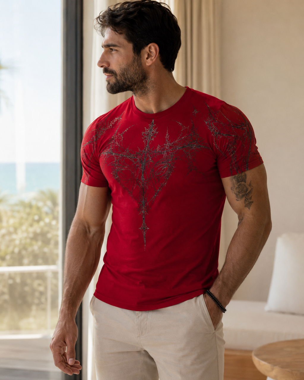 Camiseta Gola Careca Estampa Nas Costas Estilo Street