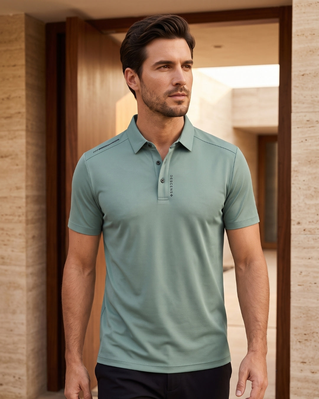 Camisa Polo Manga Curta Bordado Tipográfico Minimalista