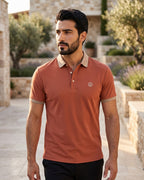 Camisa Polo Manga Curta Gola Contrastante Com Bordado