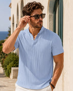 Camiseta Gola Padre Manga Curta Texturizada