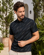Camisa Polo Manga Curta Texturizada Com Botões