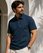 Camisa Polo Manga Curta Textura Canelada Minimalista