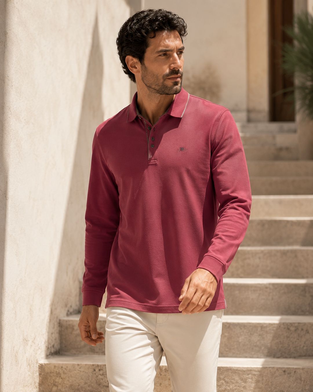 Camisa Polo Manga Longa Piquet Com Bordado Frontal