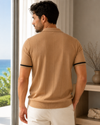 Camisa Polo Manga Curta Texturizada Com Zíper