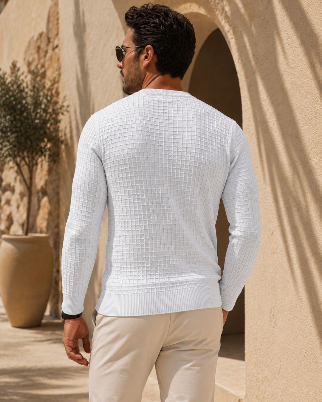 Camiseta Manga Longa Gola Careca Texturizada