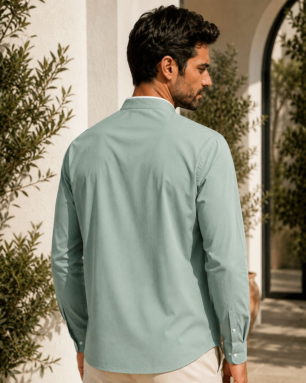 Camiseta Gola Henley Manga Longa Com Bolso Embutido