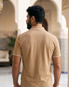 Camisa Polo Manga Curta Gola Contrastante Textura Piquet