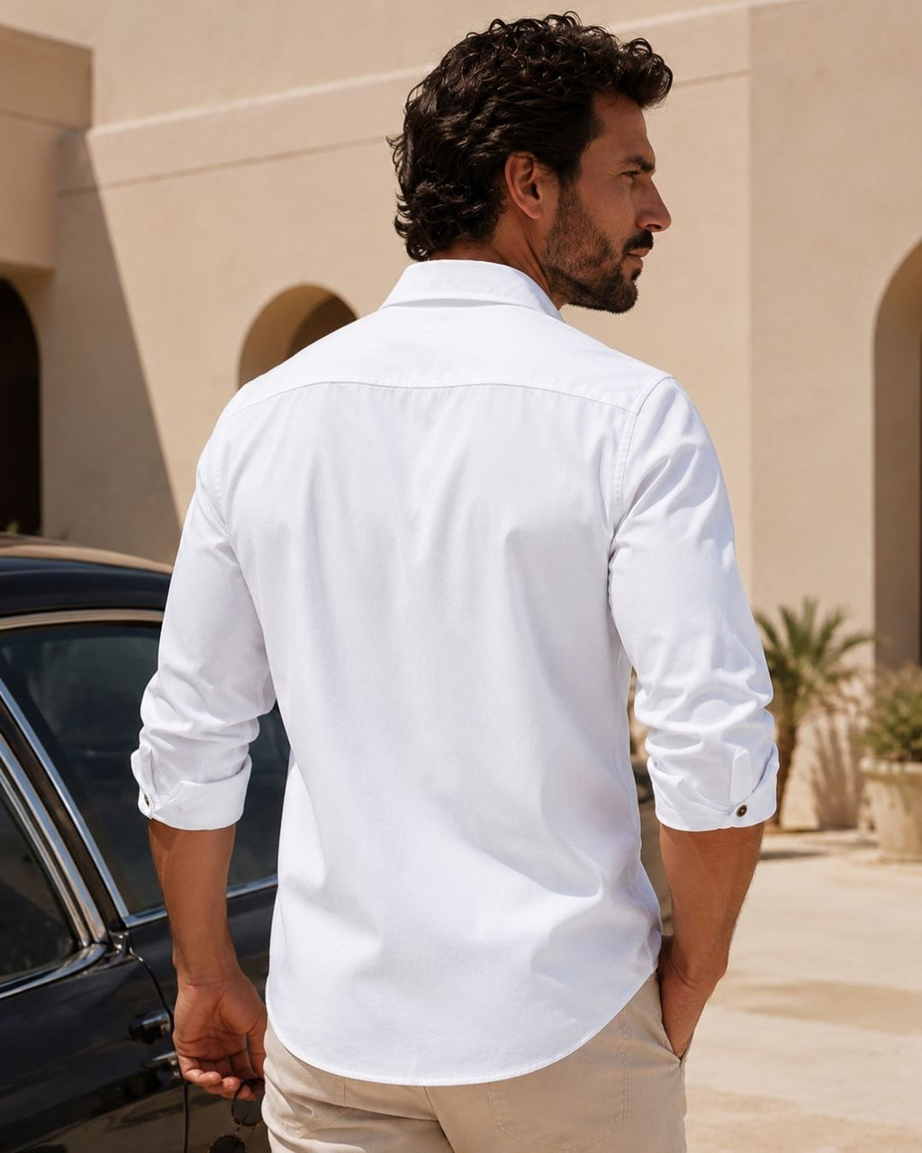 Camisa Manga Longa Com Bolsos Frontais E Botões
